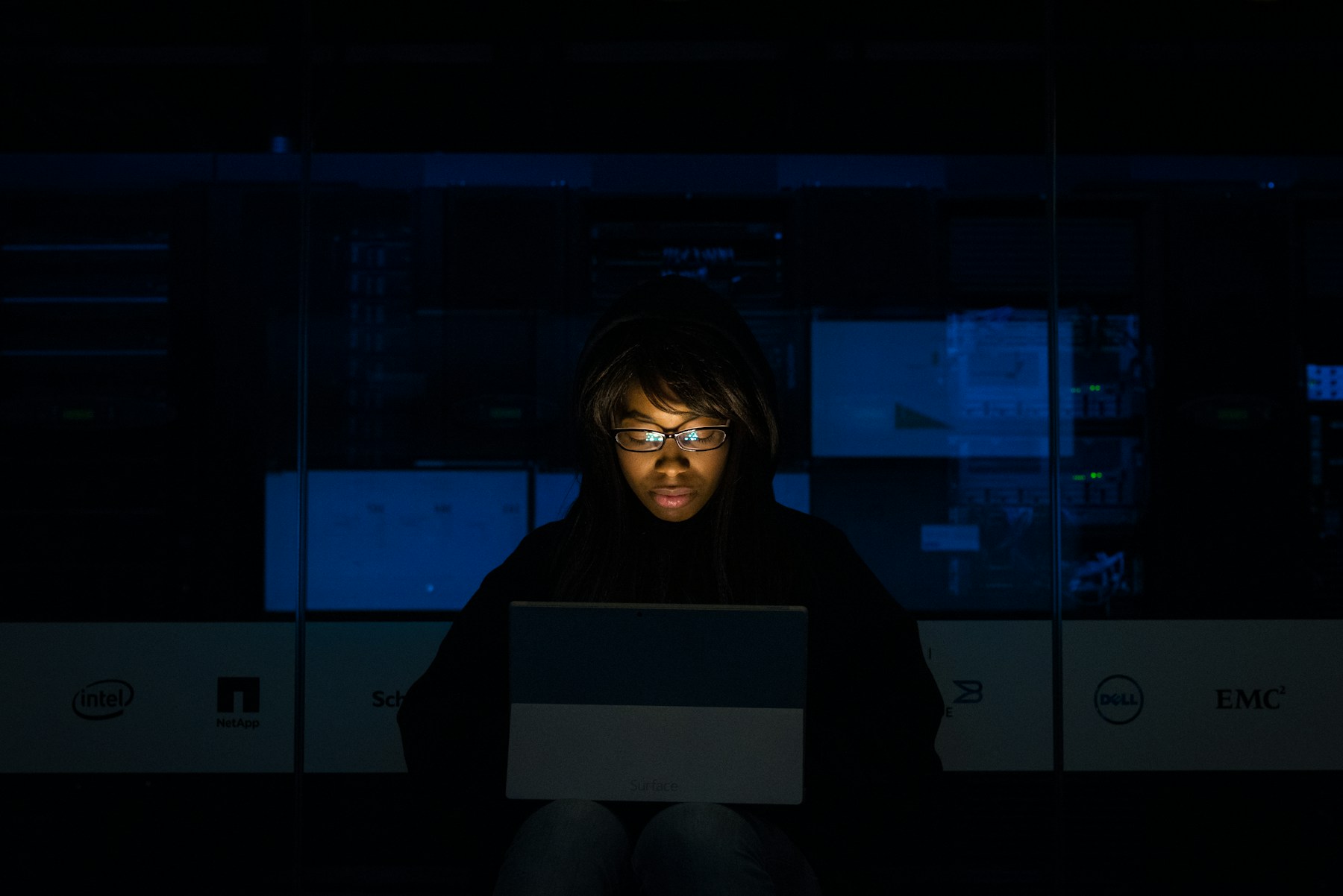 Woman working on a laptop